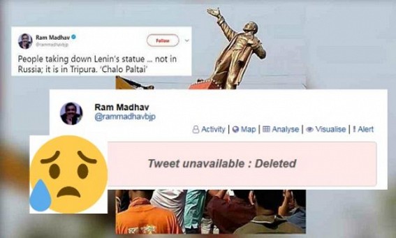 Ram Mahav deleted tweet on 'People taking down Lenin statue'
